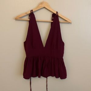 Maroon tie blouse